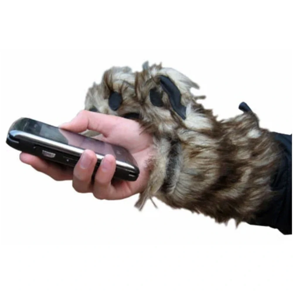 Bear Hands & Buddies Youth Paw Mittens Gloves Faux Fur‎ L 8-13 Years